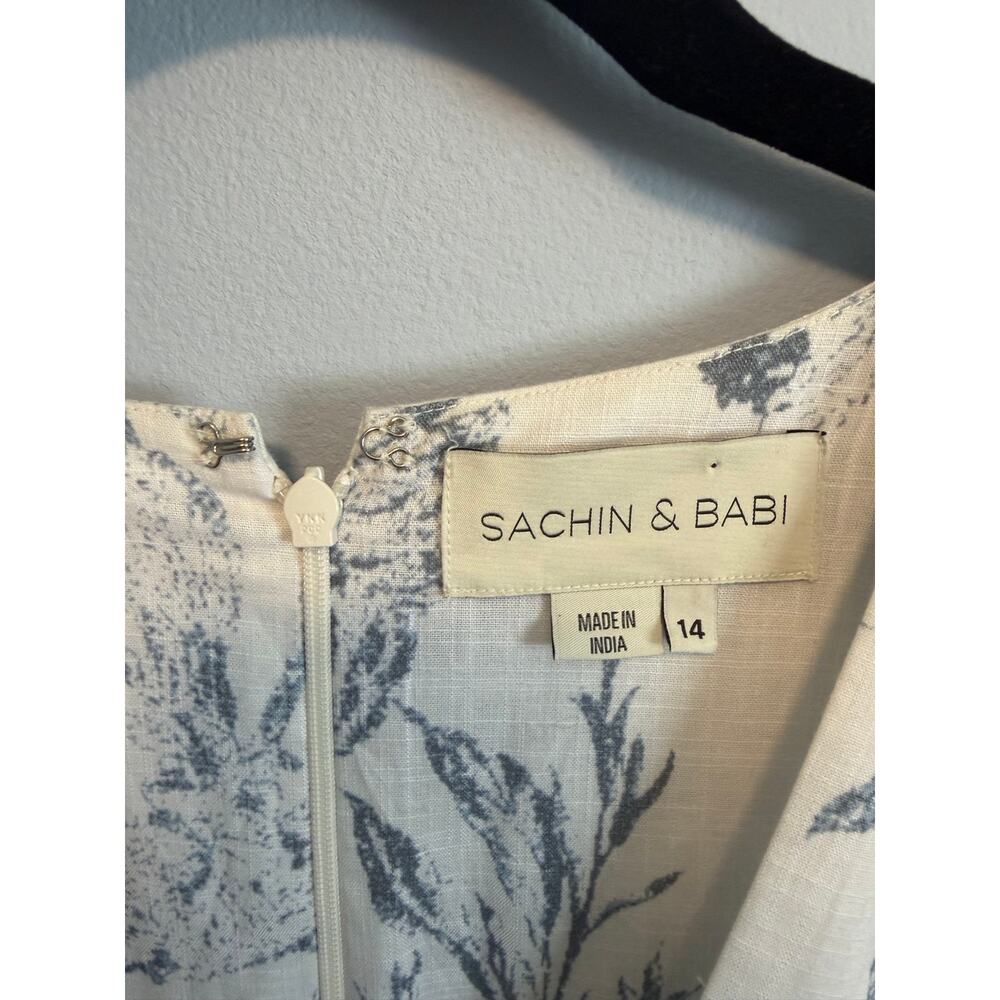 Sachin & Babi Paloma Gray and Ivory Toile Print Dress size 14 100% Cotton - Picture 5 of 13